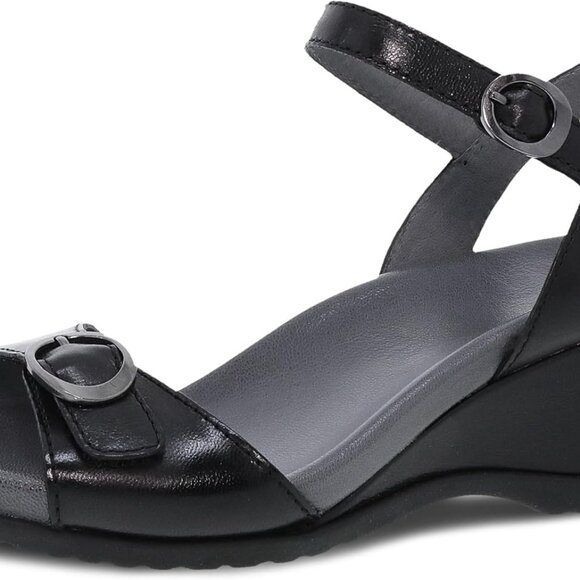 Women’s Wedge Sandal Leather Cushioned Footbed Support Slip-On Stylish - Picture 1 of 7